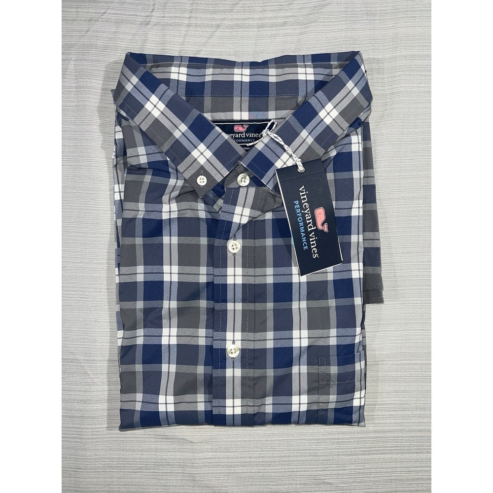 Men's Vineyard Vines NWT 2X Long Sleeve Button-Down Shirt Grey Harbor XXL New 2X